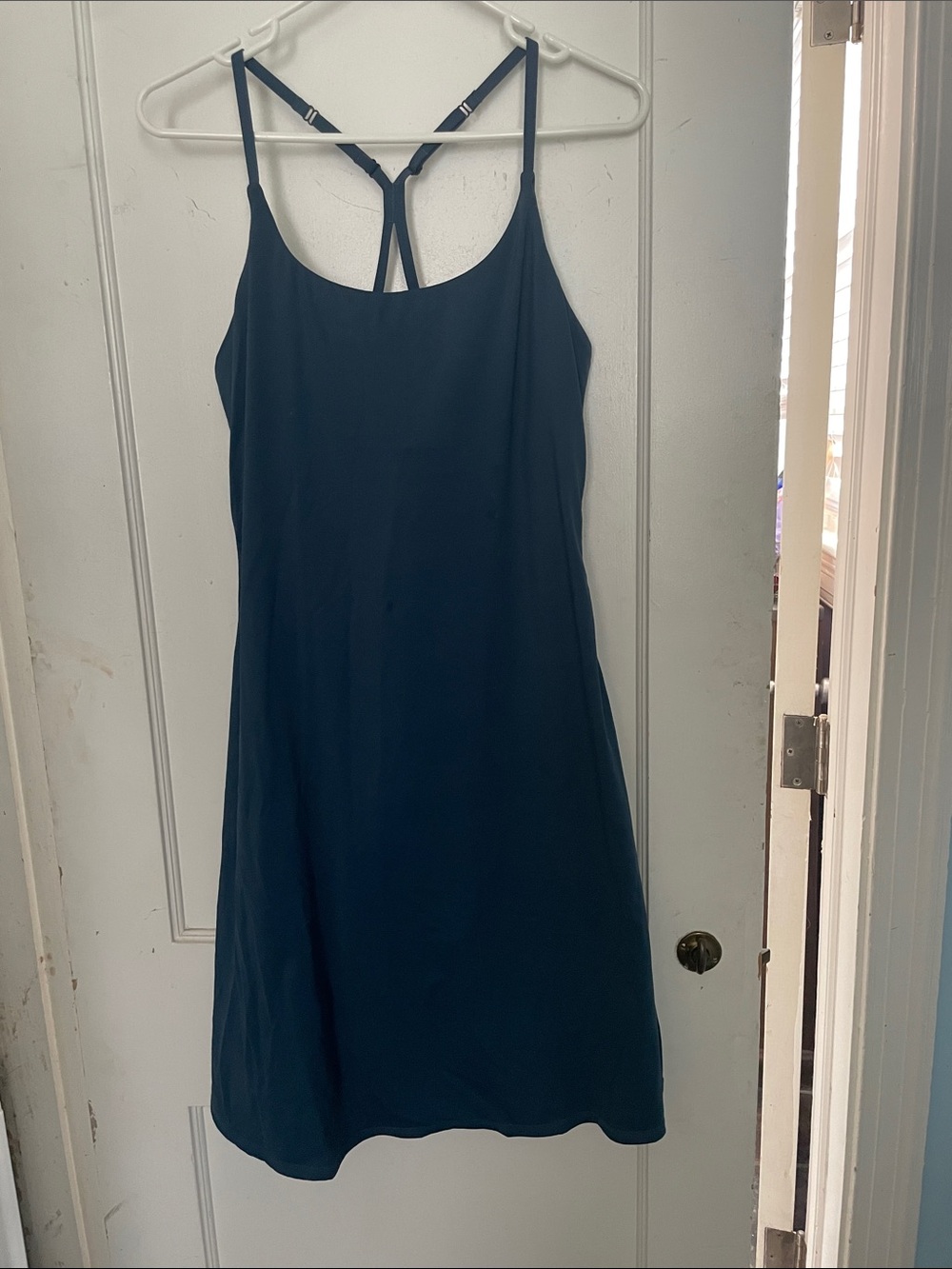 HALARA Teal Mini Slip Dress with Strappy Back